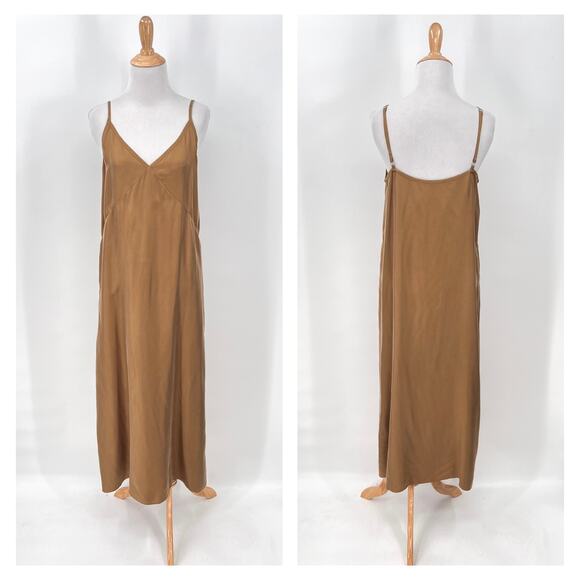 JENNI KAYNE Rio Slip Dress Womens Small Bronze Camel Maxi Strappy A-Line Luxury - Picture 4 of 16